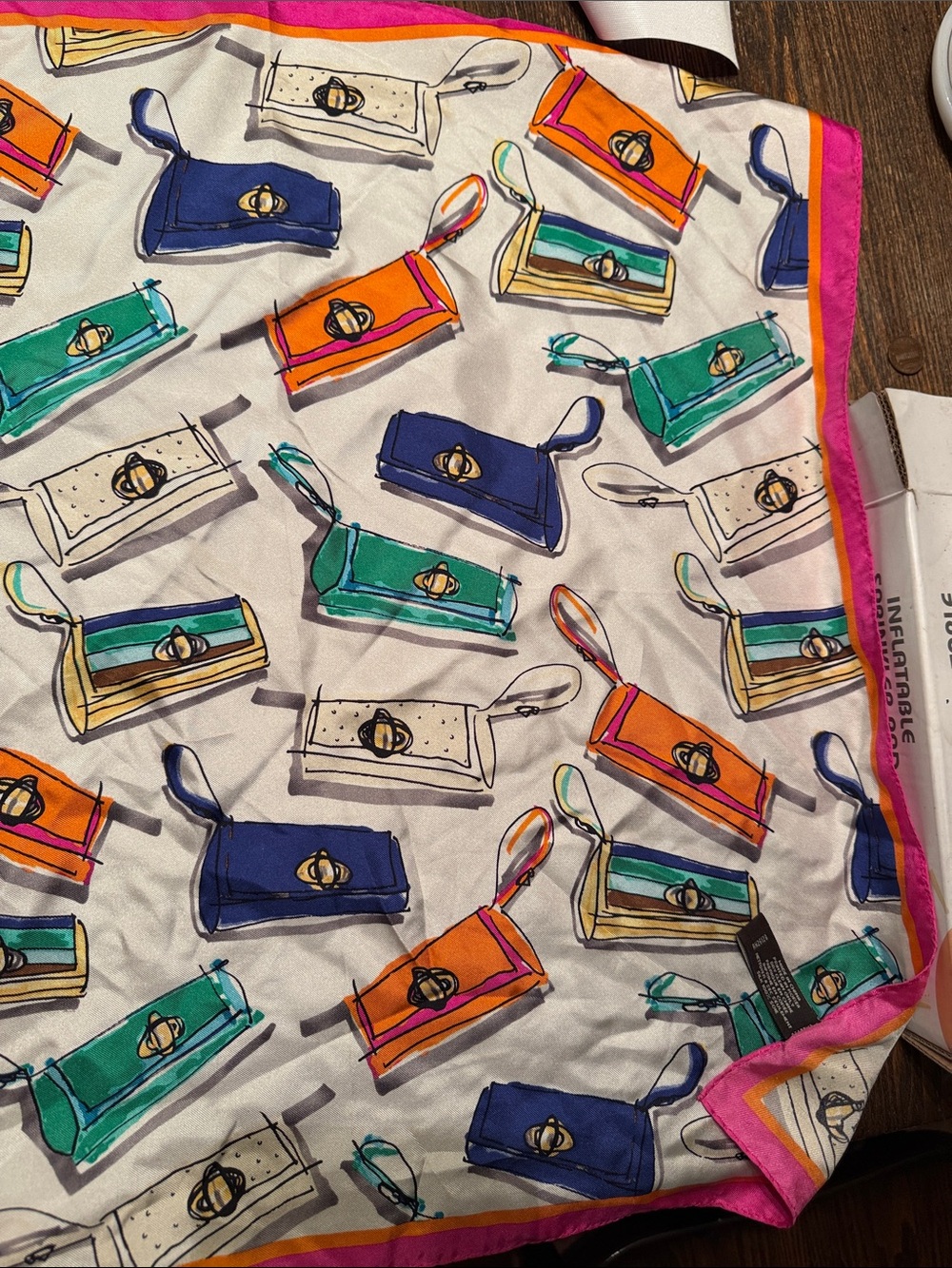 COACH Multicolor Silk Scarf – Pink Border - Picture 3 of 3
